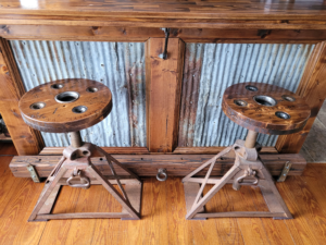 Handmade bar stools.