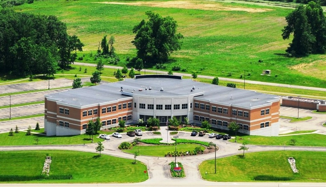 An aerial view of the new facility in Granville, Ohio